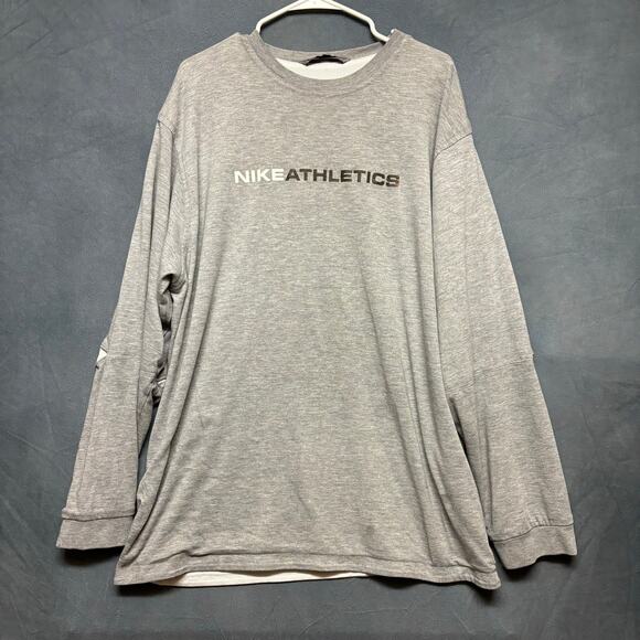 Nike Athletics Long Sleeve Shirt 3X Mesh Lined Double Layer Center Block Letters - Picture 1 of 10
